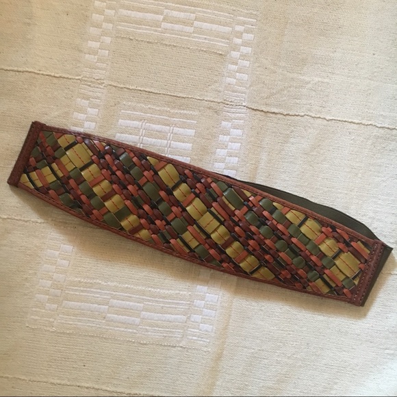 Accessories - Woven leather earth tone stretch belt w/ snaps M
